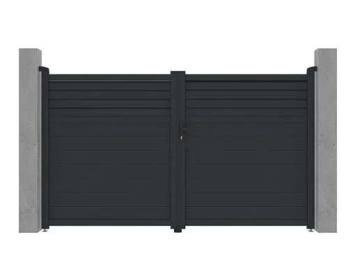 Draaipoort Van Aluminium - L. 305 X H. 181 Cm - Antraciet - Viazo