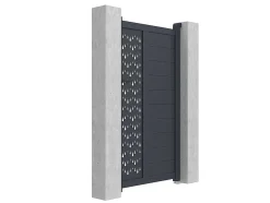 Draaipoort Van Aluminium Met Motieven - Halfopengewerkt - L. 103 X H. 181 Cm - Antraciet - Gregor
