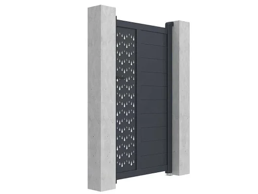 Draaipoort Van Aluminium Met Motieven - Halfopengewerkt - L. 103 X H. 181 Cm - Antraciet - Gregor