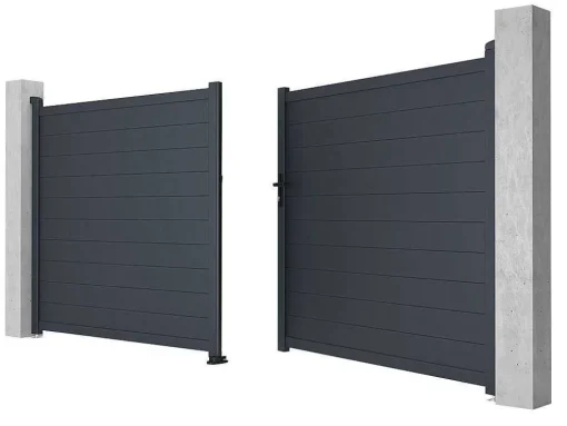 Draaipoort Van Aluminium Antraciet - L397 X 181 Cm - Nazario