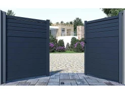 Draaipoort Van Aluminium - L. 305 X H. 181 Cm - Antraciet - Viazo