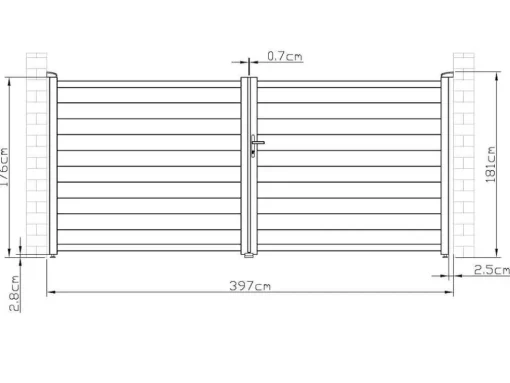 Draaipoort Van Aluminium Antraciet - L397 X 181 Cm - Nazario