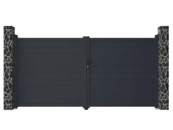 Draaipoort Van Aluminium Antraciet - L355 X 181 Cm - Nazario