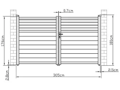 Draaipoort Van Aluminium - L. 305 X H. 181 Cm - Antraciet - Viazo