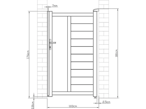 Draaipoort Van Aluminium Met Motieven - Halfopengewerkt - L. 103 X H. 181 Cm - Antraciet - Gregor