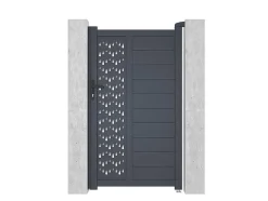 Draaipoort Van Aluminium Met Motieven - Halfopengewerkt - L. 103 X H. 181 Cm - Antraciet - Gregor