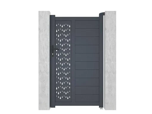 Draaipoort Van Aluminium Met Motieven - Halfopengewerkt - L. 103 X H. 181 Cm - Antraciet - Gregor