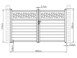 Draaipoort Van Aluminium Met Motieven - Halfopengewerkt - L. 305 X H. 182 Cm - Antraciet - Bazio