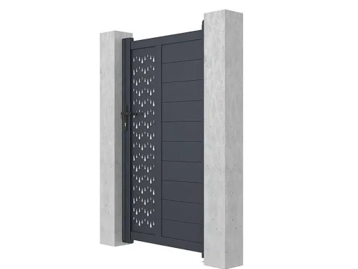Draaipoort Van Aluminium Met Motieven - Halfopengewerkt - L. 103 X H. 181 Cm - Antraciet - Gregor