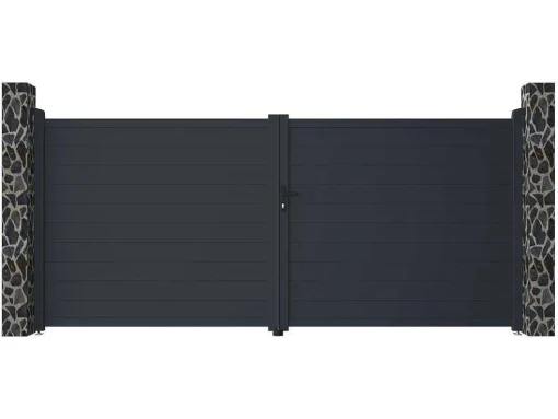 Draaipoort Van Aluminium Antraciet - L397 X 181 Cm - Nazario