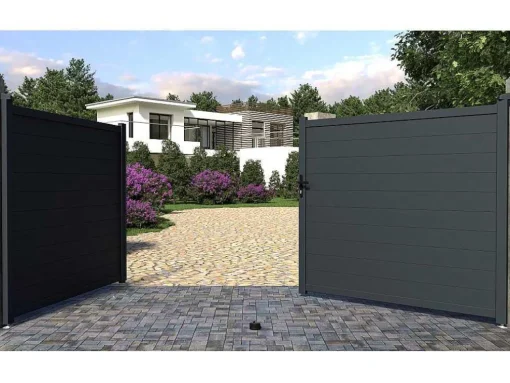 Draaipoort Van Aluminium Antraciet - L397 X 181 Cm - Nazario