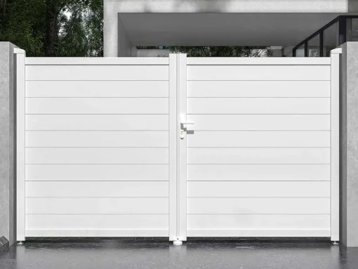 Draaipoort Van Aluminium L305 X H181 Cm Wit - Nazario