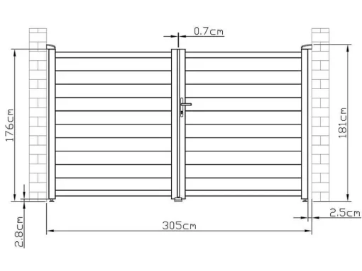Draaipoort Van Aluminium L305 X H181 Cm Wit - Nazario