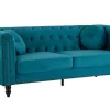 Drie- En Tweezitsbank Van Blauwgroen Velours Turner