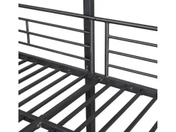 Driedubbele Stapelbedden 90 X 200 Cm - Hoge Reling En Ladder - Metaal - Zwart