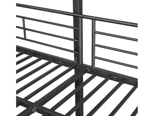 Driedubbele Stapelbedden 90 X 200 Cm - Hoge Reling En Ladder - Metaal - Zwart