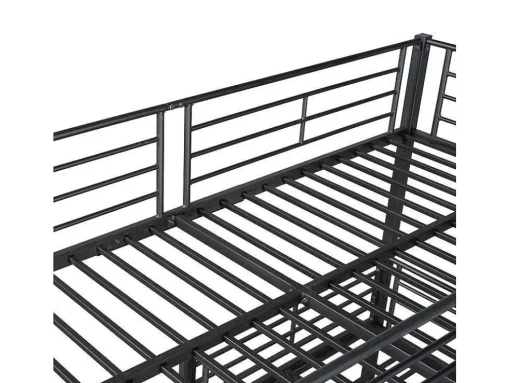 Driedubbele Stapelbedden 90 X 200 Cm - Hoge Reling En Ladder - Metaal - Zwart
