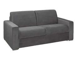 Driezits Express Bedbank Van Fluweel Calito - Antraciet - Tweepersoonsbed 140 Cm - Matras 14 Cm
