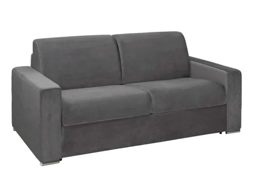 Driezits Express Bedbank Van Fluweel Calito - Antraciet - Tweepersoonsbed 140 Cm - Matras 14 Cm