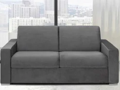 Driezits Express Bedbank Van Fluweel Calito - Antraciet - Tweepersoonsbed 140 Cm - Matras 14 Cm