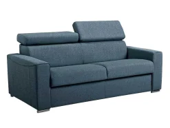 Driezits Express Slaapbank Van Stof Vizir - Blauw - Slaapafmeting Met Brede Latten 140 Cm - Matras 18 Cm