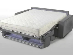 Driezits Express Slaapbank Van Stof Vizir - Grijs - Slaapafmeting Met Brede Latten 140 Cm - Matras 18 Cm