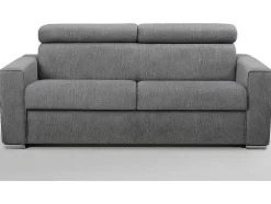 Driezits Express Slaapbank Van Stof Vizir - Grijs - Slaapafmeting Met Brede Latten 140 Cm - Matras 18 Cm