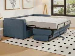 Driezits Express Slaapbank Van Ribfluweel - Blauw - Loreto
