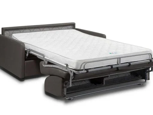 Driezits Express-Bedbank Van Kunstleer Calife - Grijs - Slaapafmeting 140 Cm