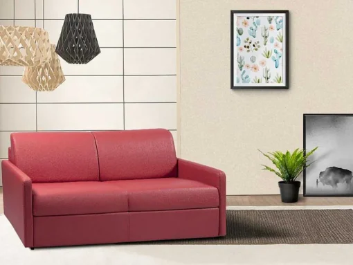 Driezits Express-Bedbank Van Kunstleer Calife - Grijs - Slaapafmeting 140 Cm