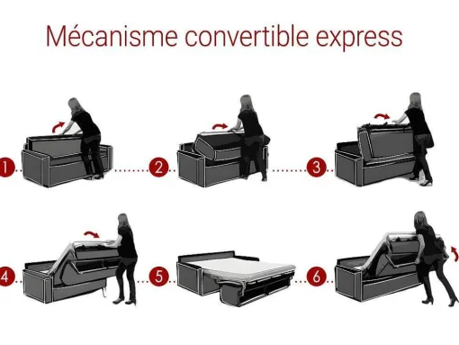 Driezits Express-Bedbank Van Kunstleer Calife - Grijs - Slaapafmeting 140 Cm