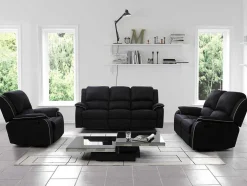 Driezits Relaxbank En Relaxfauteuil Van Microvezel Hernani - Zwart