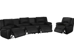 Driezits Relaxbank En Relaxfauteuil Van Leer Aroma - Zwart