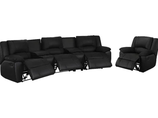 Driezits Relaxbank En Relaxfauteuil Van Leer Aroma - Zwart