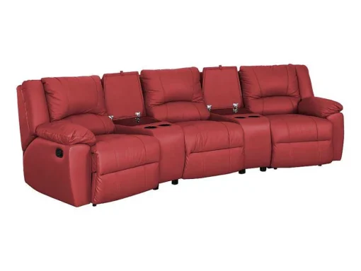 Driezits Relaxbank En Relaxfauteuil Van Leer Aroma - Rood