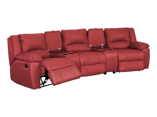 Driezits Relaxbank En Relaxfauteuil Van Leer Aroma - Rood
