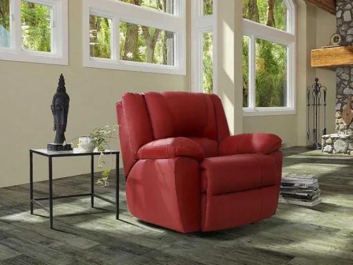 Driezits Relaxbank En Relaxfauteuil Van Leer Aroma - Rood