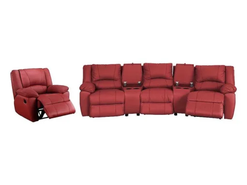 Driezits Relaxbank En Relaxfauteuil Van Leer Aroma - Rood