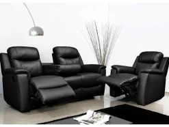 Driezits Relaxbank Evasion Van Leer - Zwart