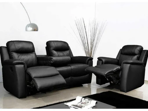 Driezits Relaxbank Evasion Van Leer - Zwart