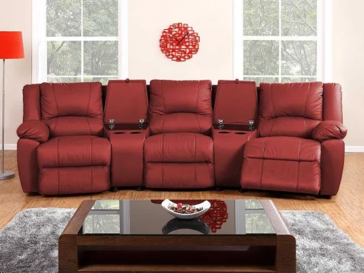Driezits Relaxbank Van Leer Aroma - Rood