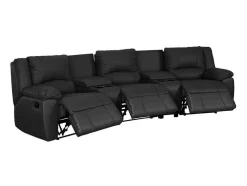 Driezits Relaxbank Van Leer Aroma - Zwart