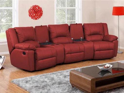 Driezits Relaxbank Van Leer Aroma - Rood