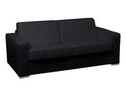 Driezits Slaapbank 100% Buffelleer Delectea Ii - Zwart