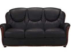 Driezitsbank 100% Buffelleer Adelaide - Zwart