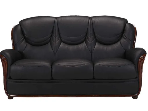 Driezitsbank 100% Buffelleer Adelaide - Zwart