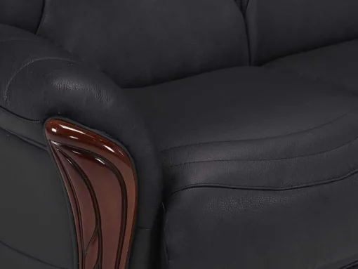 Driezitsbank 100% Buffelleer Adelaide - Zwart