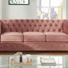 Driezitsbank Chesterfield - Fluweel - Pastel Roze