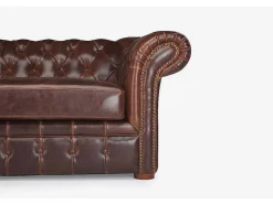 Driezitsbank Chesterfield Clotaire Van 100% Leer Met Lived-In Aspect