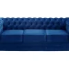 Driezitsbank Chesterfield - Fluweel - Koningsblauw